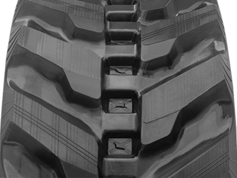 A close up of the tracks on an industrial machine